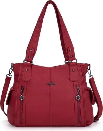 Miniatura 6 de Angel Kiss Bolsos para mujer con tiras en la parte superior, bolso estilo Hobo, bolsas de hombro espaciosas y casuales, cartera estilo Tote de PU