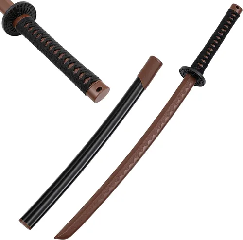 Miniatura 8 de Seenelling Espada katana de polipropileno con funda de ABS para entrenamiento japonés, espada samurái, entrenamiento de práctica marcial, espada
