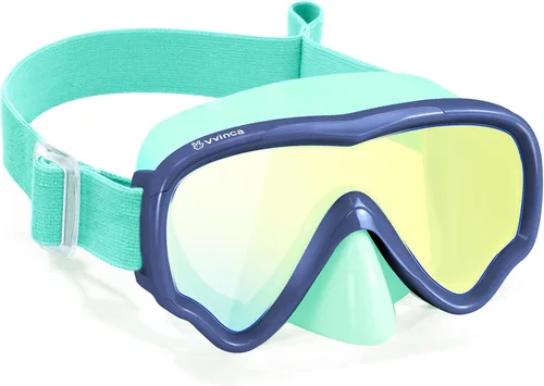 Miniatura 7 de Vvinca Kids-Goggles with Nose Cover, Diving Mask Elastic Fabric Strap Anti Fog Anti Shattered Lens for Kids Swim Goggles 3-14 11-verde