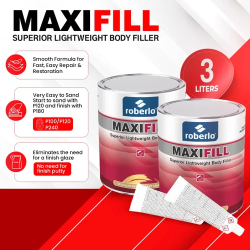 Miniatura 2 de Roberlo Maxifill - Relleno de cuerpo ligero superior, fácil de lijar y pintar para reparaciones de automóviles, ideal para abolladuras, agujeros