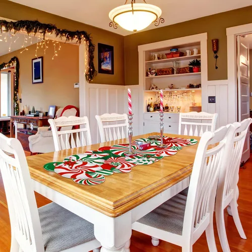 Miniatura 2 de Tatuo Camino de mesa de bastón de caramelo de Navidad, 13 x 37 pulgadas, camino de mesa de Navidad rojo, blanco y verde, centro de mesa de comedor