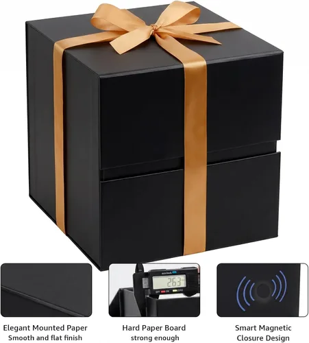 Miniatura 5 de LIFELUM Square Gift Box with Magnetic Lid, Card, Sticker, Ribbon, Shredded Paper Filler for Business, Wedding, Birthdays