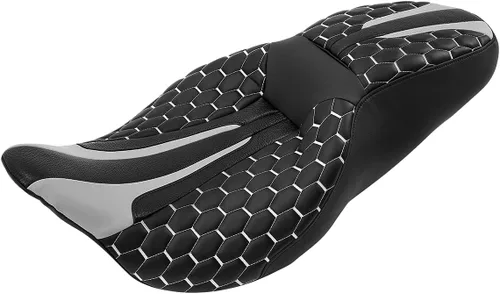 Miniatura 46 de Asiento de conductor, pasajero y piloto - SLMOTO Asiento de motocicleta de una pieza para 2 personas, compatible con Harley Touring Road King CVO