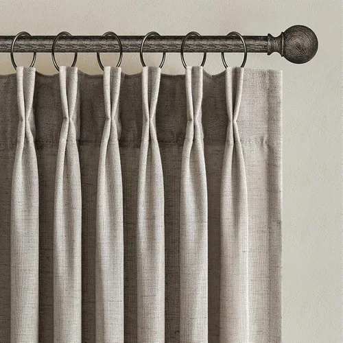 Miniatura 27 de Topfinel 2 paneles de cortinas plisadas de lino beige y blanco de 63 pulgadas de largo, para dormitorio y sala de estar, cortinas semitransparentes