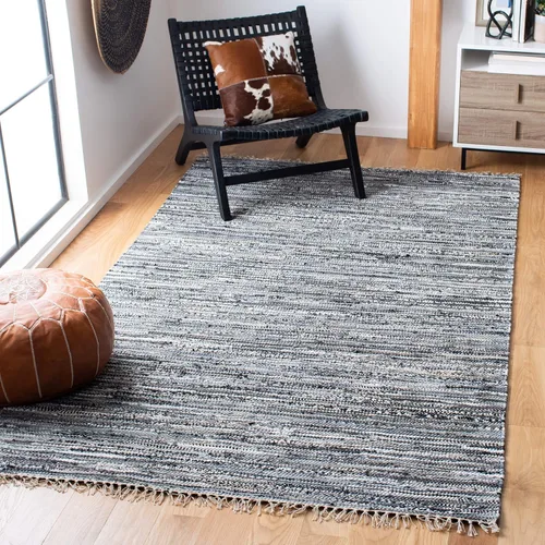 Miniatura 24 de SAFAVIEH Rag Rug Collection - Alfombra decorativa de 2 x 3 pies, color gris, hecha a mano, de algodón a rayas, ideal para zonas de alto tráfico