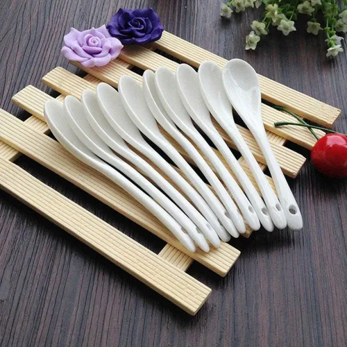 Miniatura 7 de Misaso Cucharas de huevo de porcelana blanca, cucharas de cerámica, cuchara de café, cuchara de postre cuchara de servir