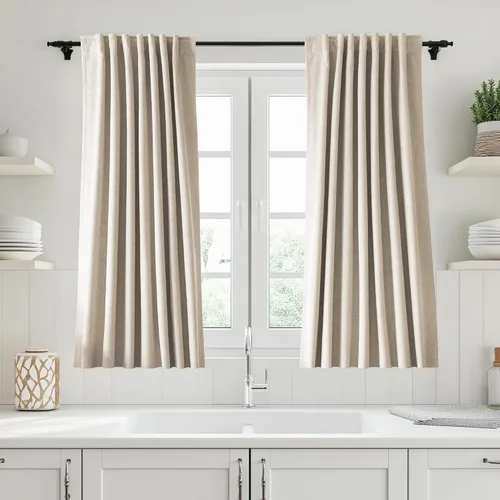 Miniatura 37 de UHITECH Cortinas cortas de lino de 24 pulgadas de largo para ventanas pequeñas de granja, cortinas opacas modernas para sala de estar, pestañas