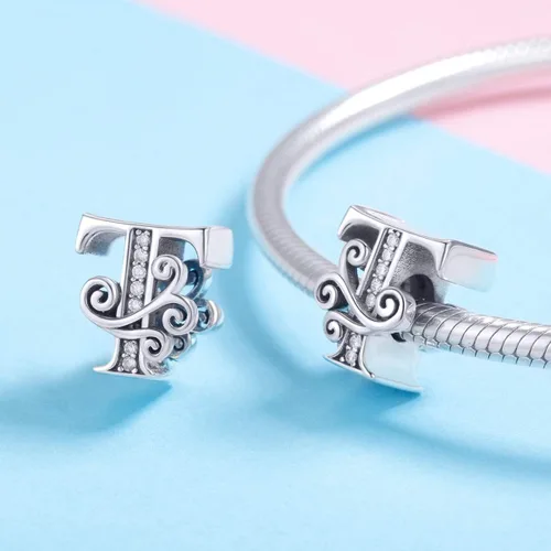 Miniatura 38 de BETTY&SARAH dije de plata esterlina 925 con forma de letra, para pulseras Pandora, letra del alfabeto, joya, regalo para mujer