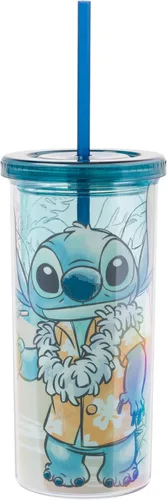 Miniatura 30 de Silver Buffalo Care Bears - Vaso alto de plástico iridiscente con diseño de estrellas arcoíris con tapa y pajilla, 20 onzas Care Bears iridiscentes