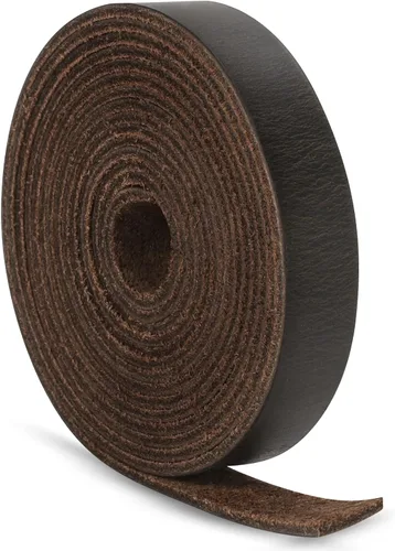 Miniatura 37 de Ringsun Tiras de cuero negro planas de 2 pulgadas de ancho para manualidades, tiras de cuero de grano completo, cordón de cuero para manualidades