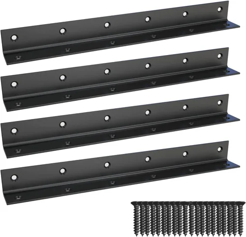 Miniatura 7 de Soporte en L, soporte de esquina resistente, soporte de esquina de acero inoxidable, soportes de ángulo grande negro, soportes de metal para Aufuga