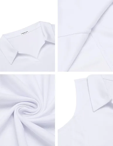 Miniatura 5 de COOrun Polo de golf para mujer, sin mangas, de secado rápido, ligero, cuello en V, con cuello en V