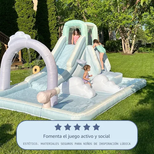 Miniatura 5 de Bounceland Splash N' Dash - Tobogán acuático de ensueño, 14.4 pies de largo x 9.1 pies de ancho x 6.8 pies de alto, tamaño inflado, diversión al