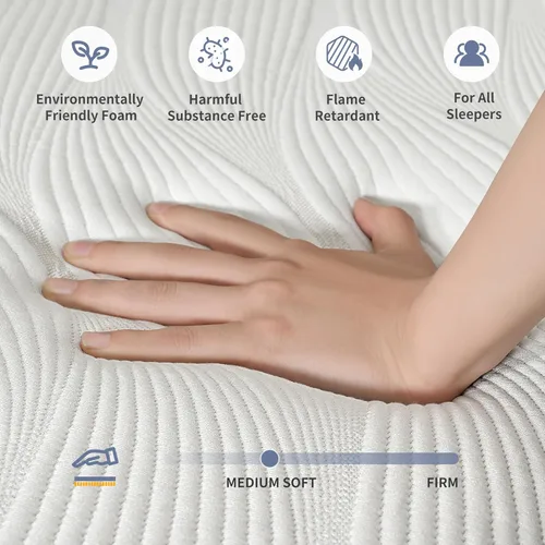 Miniatura 3 de ESHINE Marco de cama ajustable + colchón híbrido de 14 pulgadas, soporte lumbar, inclinación de almohada para la cabeza, control de aplicación