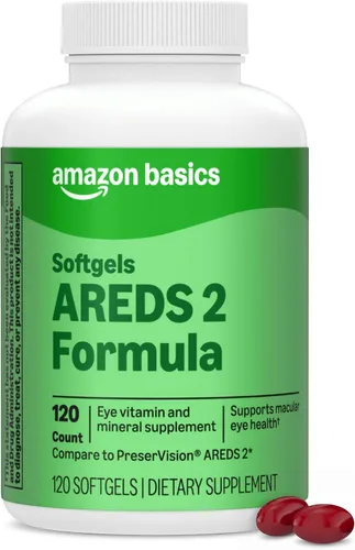 Amazon Basics Suplemento de vitaminas y minerales para los ojos, fórmula AREDS 2 con luteína y zeaxantina, 120 cápsulas blandas