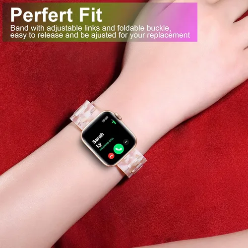 Miniatura 5 de Wongeto - Correa de resina compatible con Apple Watch Band (38mm 40mm) 1.496 pulgadas, 1.575 pulgadas, serie 5/4/3/2/1 para mujer y hombre con Rosa