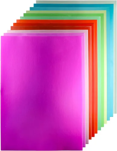 24 hojas de papel metálico para tarjetas, 12 colores surtidos, hojas de papel de aluminio para fiestas, cartulina A4, 8.82 oz/m², 92 libras para
