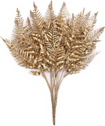 Miniatura 30 de Plantas artificiales Golden Baby Breath Gypsophila, para decoración de Navidad, plantas falsas, arbustos de helecho, arbustos sintéticos, Aliento