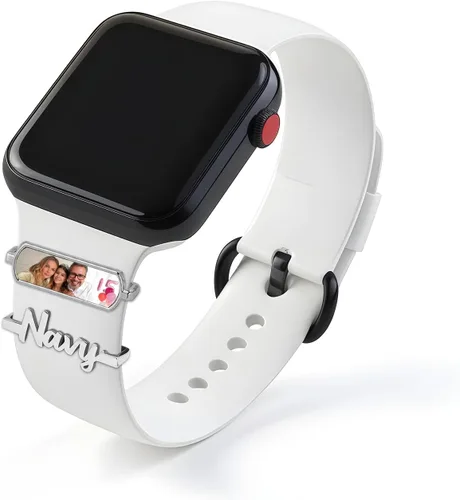 Miniatura 16 de ubmpj Dijes de banda de reloj personalizados para reloj inteligente, cerraduras de banda mágica personalizadas con nombre y foto para mujeres