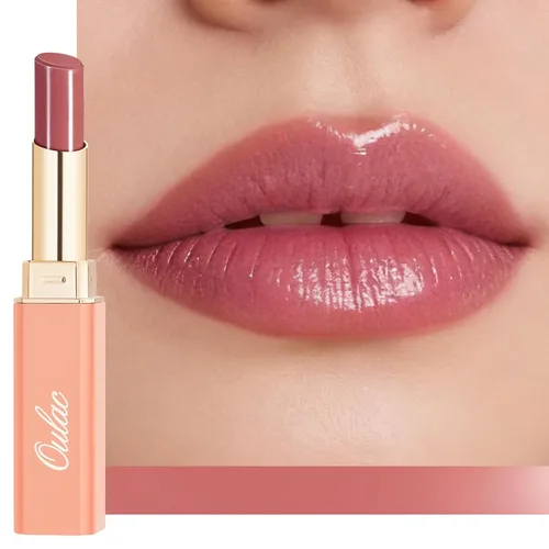 Miniatura 9 de Oulac Lápiz Labial Rosa Hidratante con Brillo - Lápiz Labial Hidratante Bálsamo Labial Tintado Brillante, Acabado Brillante Transparente Jugoso