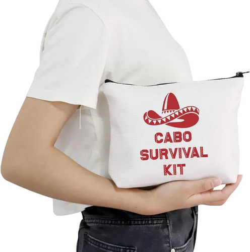 Miniatura 5 de POFULL Bolsa de cosméticos de boda de regalo para despedida de soltera de México, kit de supervivencia Cabo San Lucas