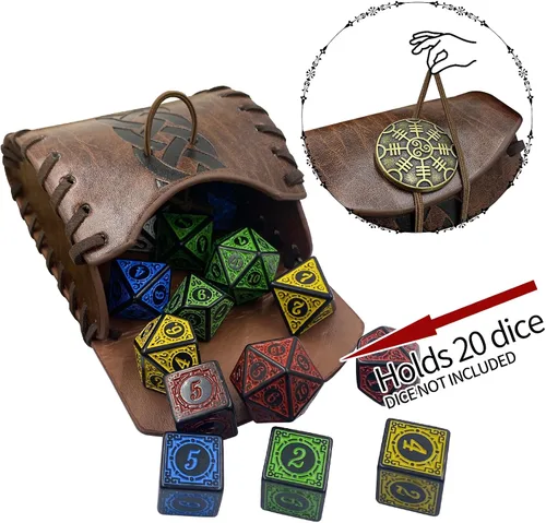 Miniatura 3 de HiiFeuer Mini bolso medieval de piel sintética, bolsa para cinturón renacentista portátil, monedero nórdico, bolsa de dados para LARP Ren Faire