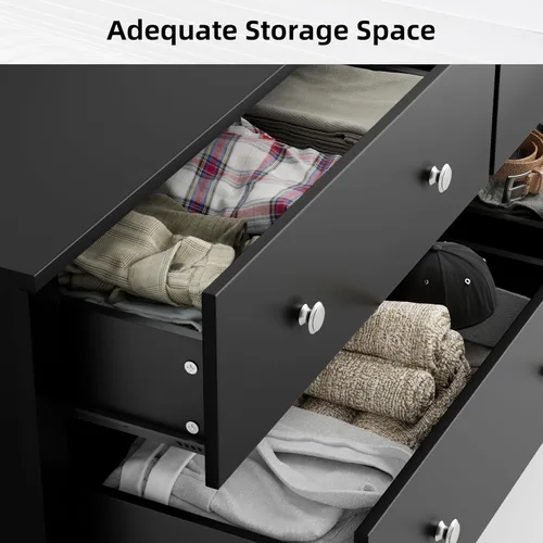 Miniatura 7 de Flamaker Cómoda de 6 cajones para dormitorio, organizador de aparadores de almacenamiento con dispositivos antiinclinación, cómoda moderna y ancha