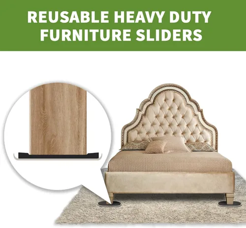 Miniatura 6 de Deslizadores de muebles para alfombra 4 piezas - 9 1/2 pulgadas Deslizadores para mover muebles, protectores de pisos para patas de sillas - Mueve