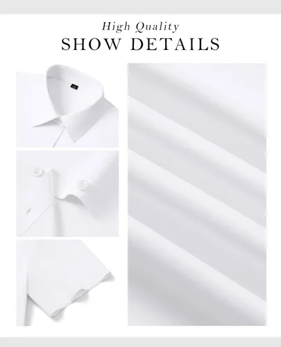 Miniatura 4 de siliteelon Camisas de manga corta con botones para mujer, camisas de vestir elásticas en 4 direcciones, blusa de trabajo ajustada