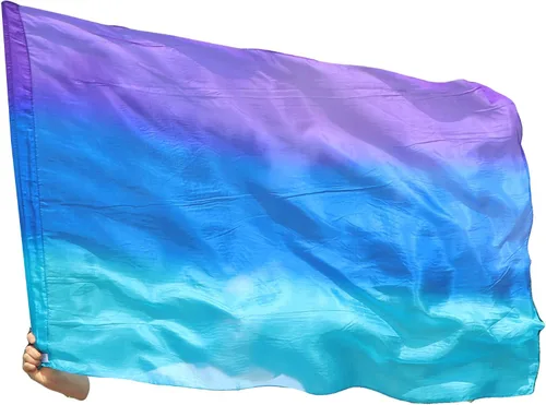 Miniatura 34 de Winged Sirenny Banderas flexibles de alabanza porfética de adoración de danza, serpentina rectangular de 50 pulgadas (luna azul)