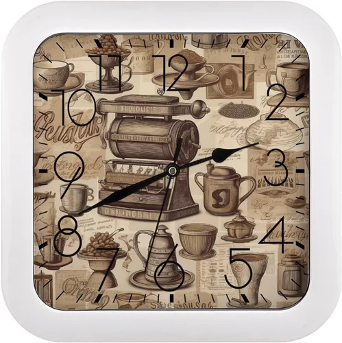 Miniatura 21 de 10" Square Modern Wall Clock,Different Heart Patterns Print Kitchen Clocks Wall Battery Operated,Silent Non Ticking Unique Funny Cute Wall Clock for