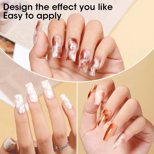 Miniatura 4 de GELLEN Blooming Gel para uñas, esmalte de uñas de gel transparente de 0.6 fl oz para arte de uñas, fácil de diseñar, degradado de acuarela de mármol