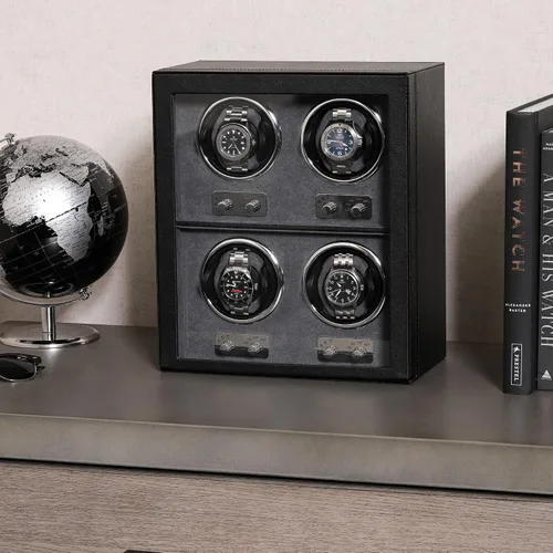 Miniatura 2 de ROTHWELL Bobinadora de 4 relojes para relojes automáticos con motor silencioso con múltiples velocidades y ajustes de rotación (negrogris)