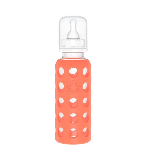 Miniatura 6 de Lifefactory Biberón de vidrio con funda protectora de silicona y etapa 2 pezón arándano 9 onzas (LF110020C4)