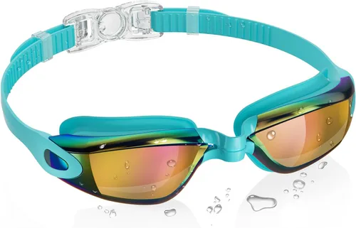 Miniatura 25 de Aegend Gafas de natación, gafas de natación sin fugas, protección completa para adultos, hombres, mujeres y jóvenes Azul y plateado.