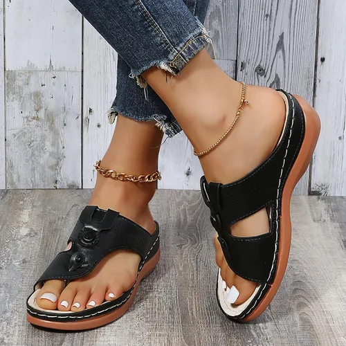 Miniatura 8 de Sandalias planas de verano elegantes para mujer, sandalias ortopédicas para mujer, soporte de arco