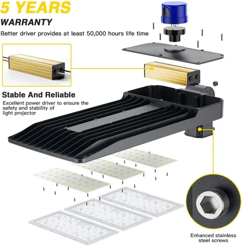 Miniatura 7 de ledmo 36000LM Luces LED de estacionamiento de 1000W HID/HPS de reemplazo ajustable con fotocélula de atardecer a amanecer, tamaño de caja