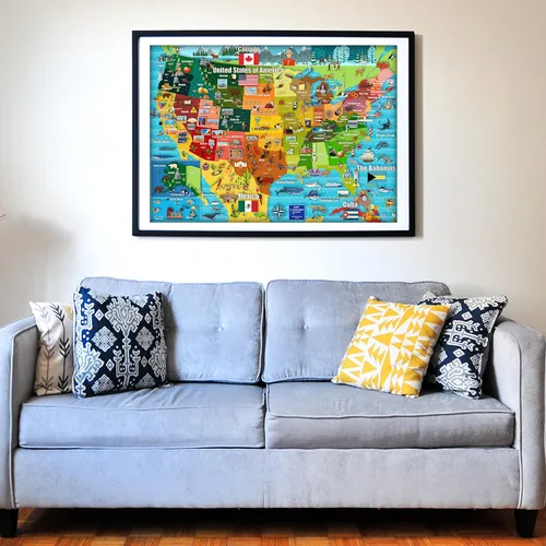 Miniatura 4 de Think2Master Colorido rompecabezas de 100 piezas con mapa de Estados Unidos, ideal para familias. Gran regalo de EE. UU. 23.4 x 16.5 pulgadas