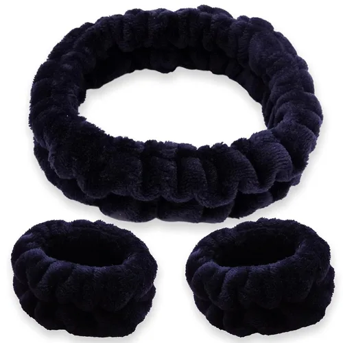 FROG SAC Diadema de Spa Esponjosa y Muñequeras para Lavado Facial, Diademas Suaves para Cuidado de la Piel para Mujeres, Accesorios Suaves para el