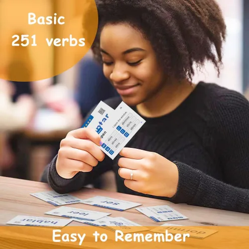 Miniatura 2 de Docdeer 251 tarjetas didácticas de aprendizaje de verbos en español para principiantes, adultos y niños, tarjetas de español a inglés