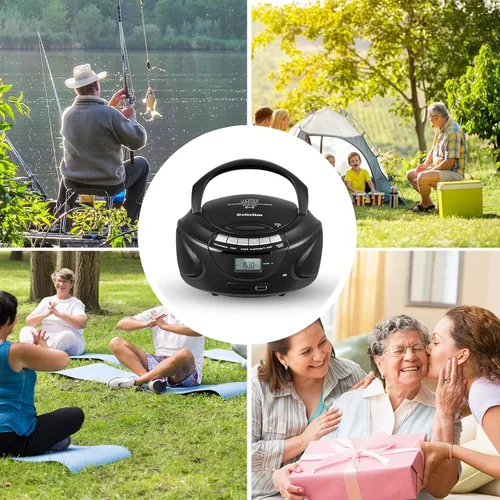 Miniatura 6 de Gelielim Reproductores de CD portátiles para el hogar, Boombox de CD con radio estéreo AM/FM, Bluetooth, USB, tarjeta SD, unidad MMC, entrada