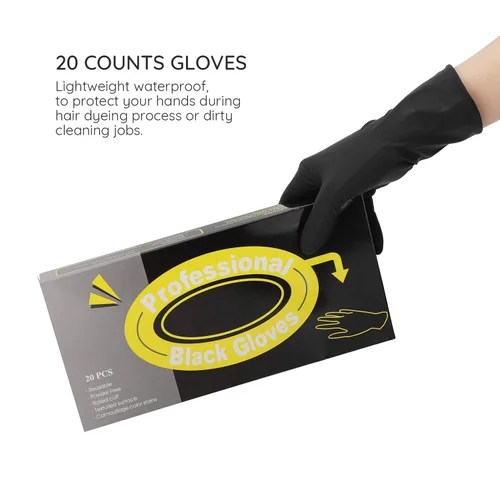 Miniatura 3 de Segbeauty Guantes de tinte para el cabello, 20 unidades, guantes de color negro reutilizables para el cabello, guantes de goma lavables