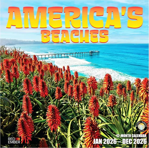 Miniatura 26 de RED EMBER Untamed & Beautiful Beaches - Calendario de pared 2026 de 12 meses 12 x 24 pulgadas abierto Papel grueso y resistente Regalo
