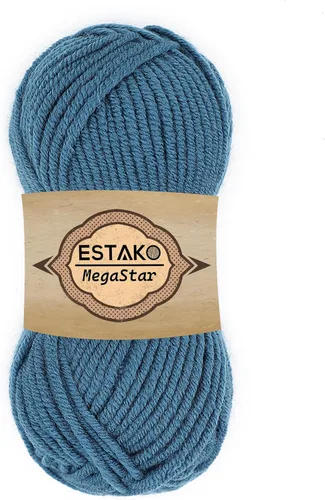 Miniatura 48 de Estako Megastar, 3.52 Oz (100g) de hilo de acrílico 75% y lana 25%, suave, peso grueso voluminoso #5 para crochet y tejer 120 yardas (110m)