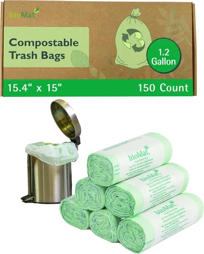 Miniatura 15 de bioMat Bolsas de basura compostables de 2.6 galones, 125 unidades, bolsas de basura pequeñas y planas para cocina, con certificación BPI, CMA y OK