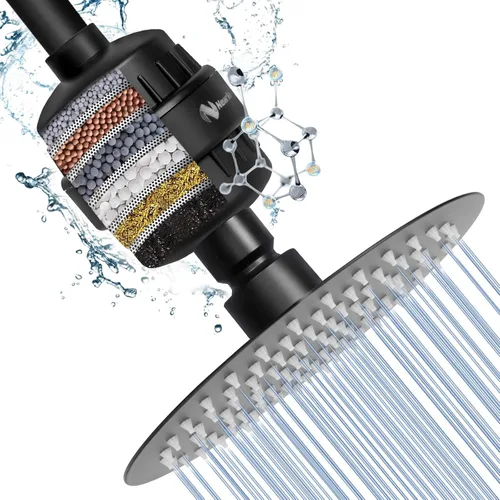 Miniatura 8 de Cabezal de ducha NearMoon y filtro de ducha de 15 etapas, combinación de cabezal de ducha filtrado de alta presión para agua dura, mejora la Cromo