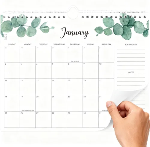 Miniatura 7 de Calendario de refrigerador 2026-2027, calendario magnético de 18 meses para refrigerador, calendarios de refrigerador de papel grueso con imán