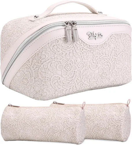 Miniatura 12 de BOYATU Bolsas de maquillaje de viaje Bolsa organizadora de cosméticos: Juego de 3 bolsas de maquillaje de gran capacidad, bolsas de aseo de piel