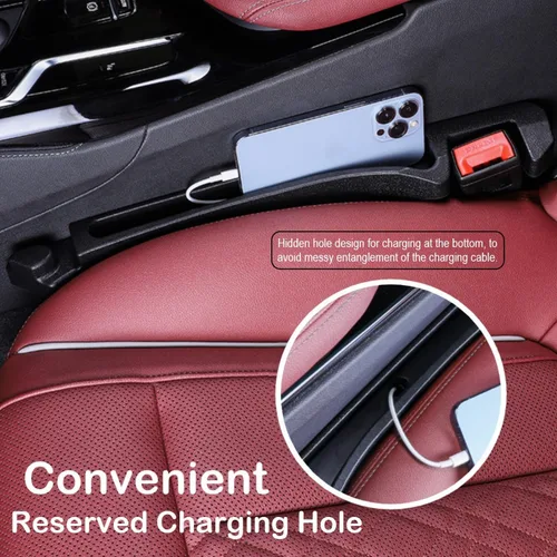 Miniatura 3 de Relleno de espacio para asiento de coche 2 unidades, organizador de espacio lateral para asiento de auto con ranura de almacenamiento y gancho