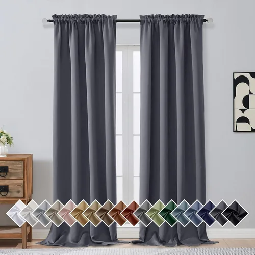 Miniatura 251 de OVZME Cortinas opacas turquesa para tratamiento de ventanas pequeñas, cortinas cortas con bloqueo de luz para ventana de cocina sobre el fregadero